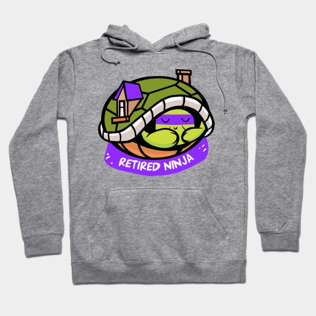 Funny turtle ninja – retired ninja (purple) Hoodie by LiveForever